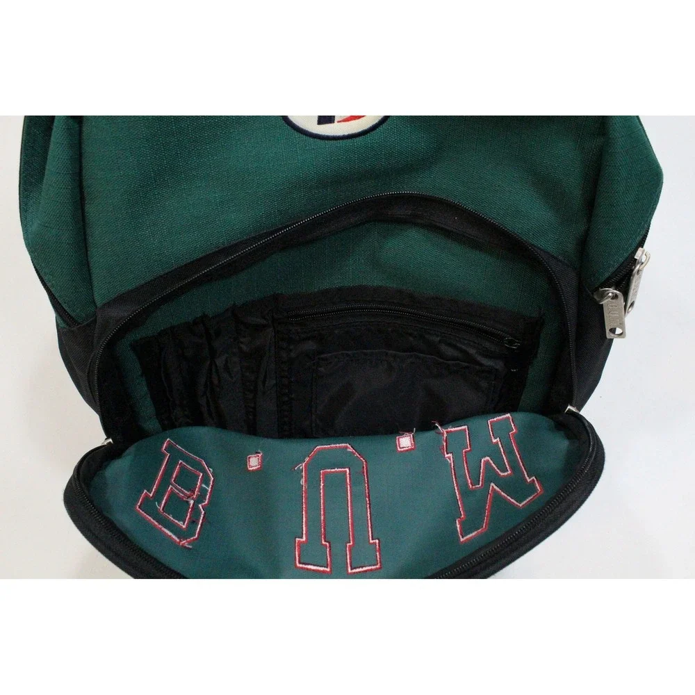 Vintage BUM Equipment XXL Backpack Forest Green Black Embroidered School Bag